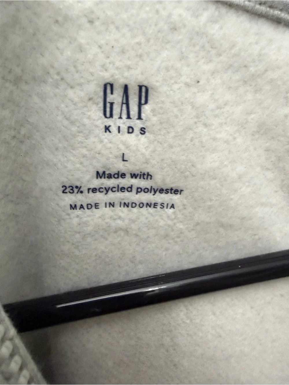 GAP Light Gray Zip Hoodie with black/navy  Logo